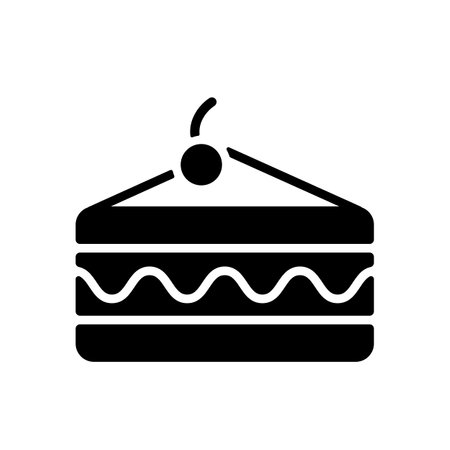 Piece of cake vector glyph icon. Fast food sign. Graph symbol for cooking web site and apps design, logo, app, UIのイラスト素材