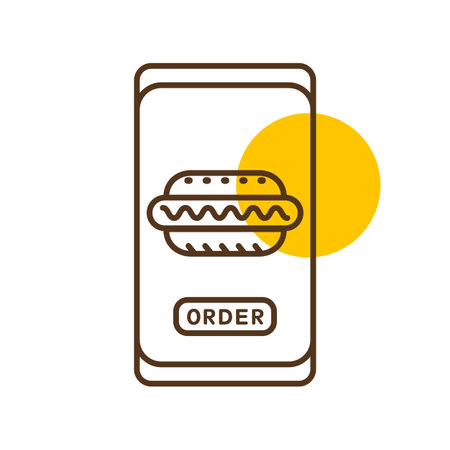Fast food delivery service vector icon. Hot dog symbol. Mobile app order food online website.のイラスト素材