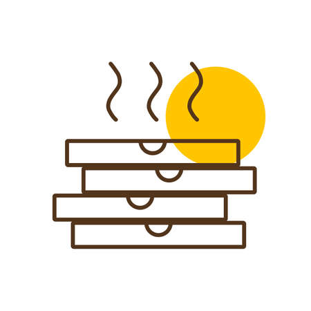 Stock vector icon of four boxes for pizza. Delivery sign. Graph symbol for cooking web site and apps design, logo, app, UIのイラスト素材