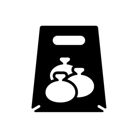 Fast food delivery take away paper bag vector glyph icon. Khinkali symbol. Delivery sign. Graph symbol for cooking web site and apps design, logo, app, UIのイラスト素材