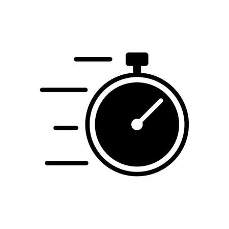 Fast delivery vector glyph icon. Stopwatch with speed. Delivery sign. Graph symbol for cooking web site and apps design, logo, app, UIのイラスト素材