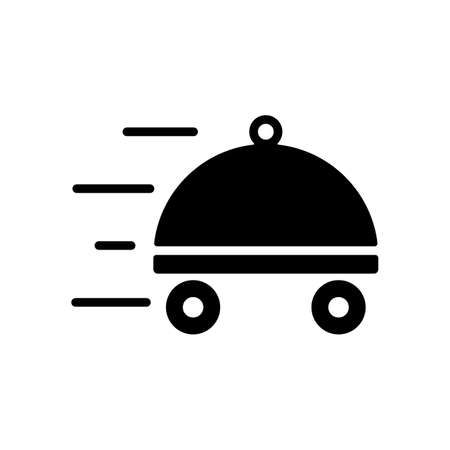 Food delivery with dish vector glyph icon. Delivery sign. Graph symbol for cooking web site and apps design, logo, app, UIのイラスト素材