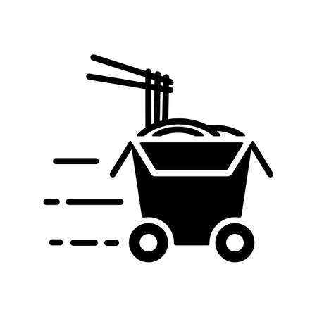 Wheeled wok box vector glyph icon. Delivery sign. Graph symbol for cooking web site and apps design, logo, app, UIのイラスト素材