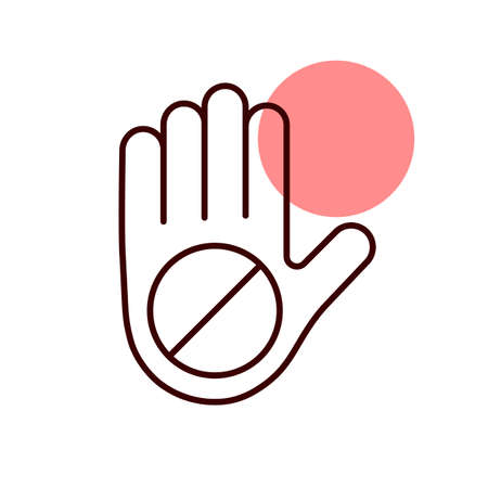 Hand stop or forbidden vector icon. Demonstration, protest, strike, revolution. Graph symbol for your web site design, logo, app, UIのイラスト素材