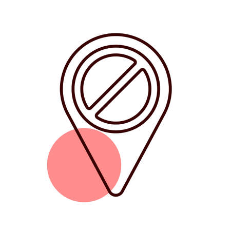 Forbidden pin map icon. Map pointer. Demonstration, manifestation, protest, strike, revolution. Graph symbol for your web site design, logo, app, UIのイラスト素材