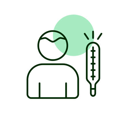 Fever High temperature vector icon. Covid sign. Graph symbol for medical web site and apps design, logo, app, UIのイラスト素材