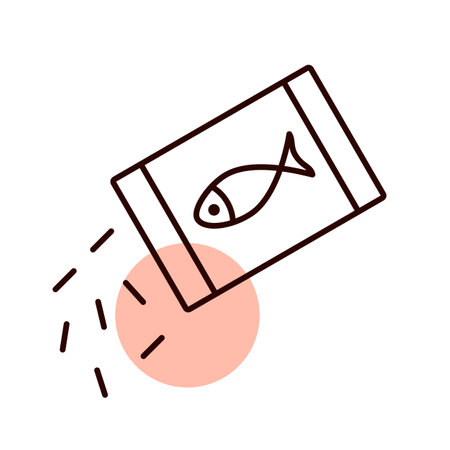 Pet fish feed vector icon. Pet animal sign. Graph symbol for pet and veterinary web site and apps design, logo, app, UIのイラスト素材