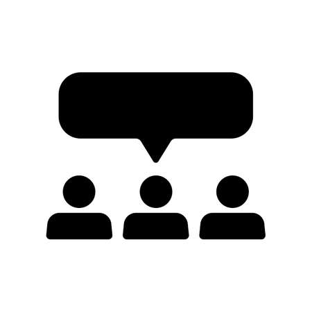 Crowd of people with text bubbles vector glyph icon. Demonstration, protest, strike, revolution. Graph symbol for your web site design, logo, app, UIのイラスト素材