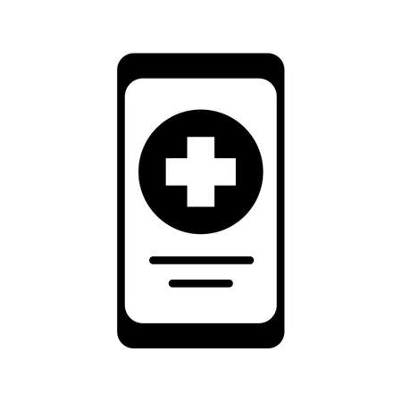 Smartphone with medical cross vector glyph icon. Medicine and medical support sign. Graph symbol for medical web site and apps design, logo, app, UIのイラスト素材