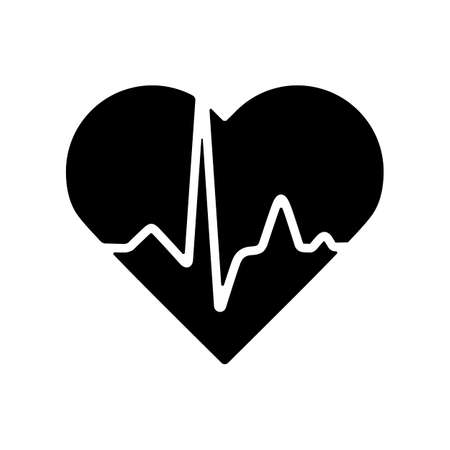 Heart cardiogram, heartbeat vector glyph icon. Medicine and medical support sign. Graph symbol for medical web site and apps design, logo, app, UIのイラスト素材