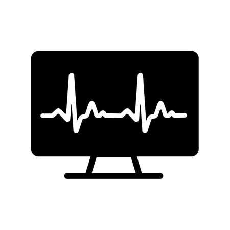 Computer diagnostics vector glyph icon. Medicine and healthcare, medical support sign. Graph symbol for medical web site and apps design, app, UIのイラスト素材