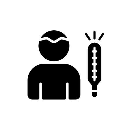 Fever High temperature vector glyph icon. Covid sign. Graph symbol for medical web site and apps design, logo, app, UIのイラスト素材
