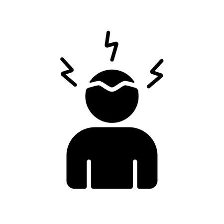 Novel Coronavirus symptoms headaches vector glyph icon. Graph symbol for medical web site and apps design, logo, app, UIのイラスト素材