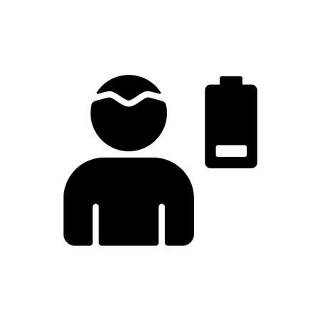 Novel Coronavirus symptoms weakness vector glyph icon. Stress low battery. Graph symbol for medical web site and apps design, logo, app, UIのイラスト素材