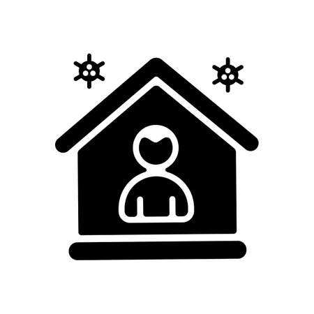 I stay at home vector glyph icon awareness social media campaign and coronavirus prevention. Graph symbol for medical web site and apps design, appのイラスト素材