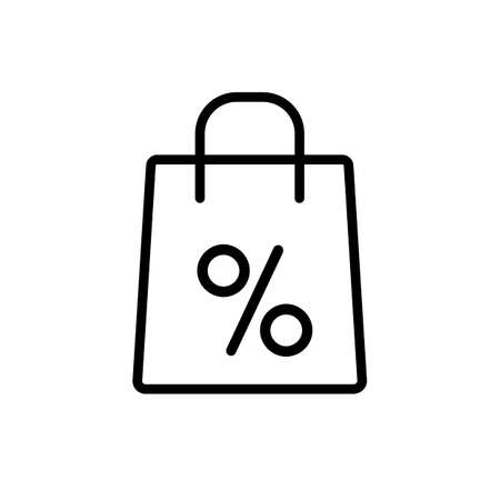 Shopping bag with percent symbol vector icon. E-commerce sign. Graph symbol for your web site design, logo, app, UIのイラスト素材