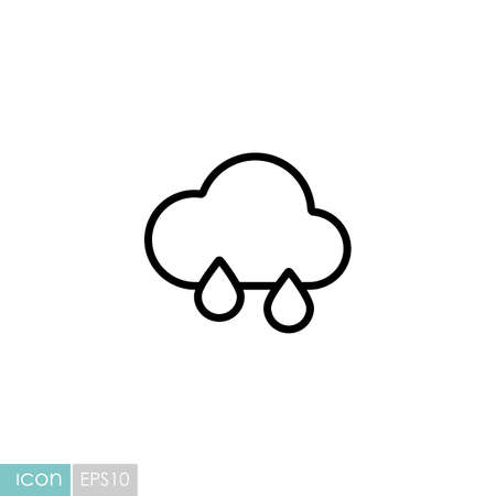Raincloud with raindrops vector icon. Meteorology sign. Graph symbol for travel, tourism and weather web site and apps design, logo, app, UIのイラスト素材