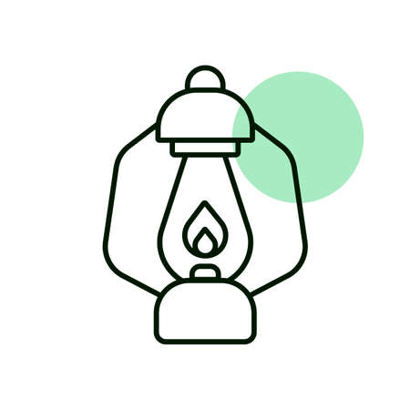 Vintage camping lantern. Old lamp for hiking. Hiking sign. Graph symbol for travel and tourism web site and apps design, logo, app, UIのイラスト素材