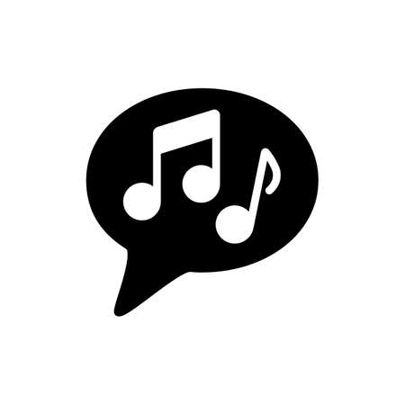 Musical note speech bubble vector glyph icon. Music sign. Graph symbol for music and sound web site and apps design, logo, app, UIのイラスト素材