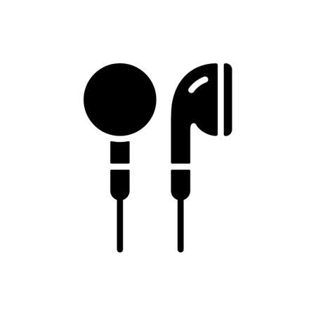 Ear-bud headphone vector flat glyph icon. Graph symbol for music and sound web site and apps design, logo, app, UIのイラスト素材