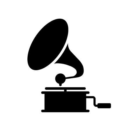 Gramophone vector glyph icon. Music sign. Graph symbol for music and sound web site and apps design, logo, app, UIのイラスト素材