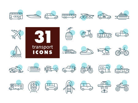 Transportation vector flat icon set. Graph symbol for travel and tourism web site and apps design, logo, app, UIのイラスト素材