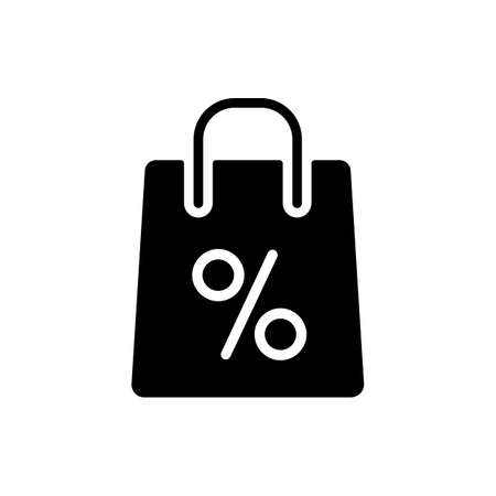 Shopping bag with percent symbol vector glyph icon. E-commerce sign. Graph symbol for your web site design, logo, app, UIのイラスト素材