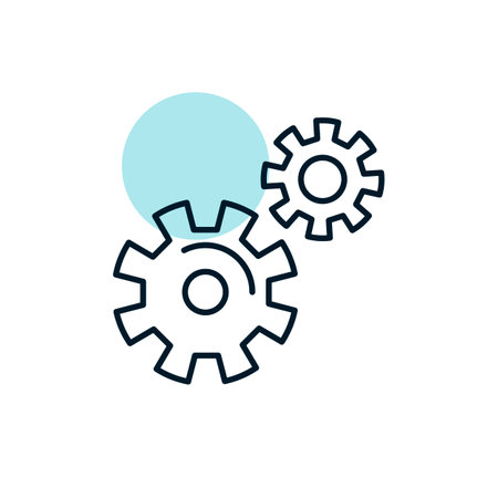 Gear outline icon. Teamwork. Finances sign. Graph symbol for your web site design, logo, app, UI. Vector illustration, EPS10.のイラスト素材