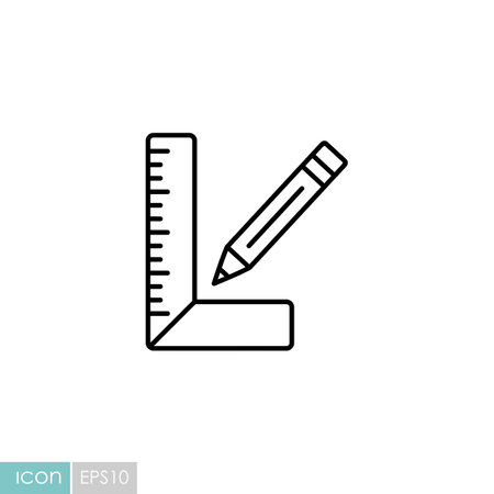 Carpenter square and pencil vector icon. Construction, repair and building. Graph symbol for your web site design, logo, app, UIのイラスト素材
