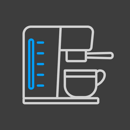 Coffee machine with cup vector icon for home, restaurant, cafe or office. Electric kitchen appliance. Graph symbol for cooking web site design, logoのイラスト素材