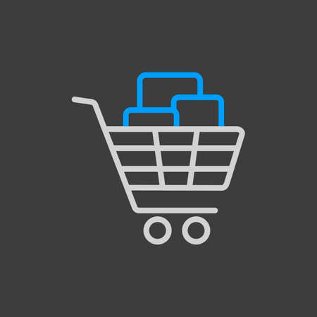 Shopping cart with boxes icon. E-commerce sign. Graph symbol for your web site design, logo, app, UI. Vector illustration, EPS10.のイラスト素材