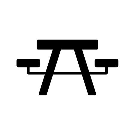 Camping table wooden park bench vector glyph icon. Graph symbol for travel and tourism web site and apps design, logo, app, UIのイラスト素材