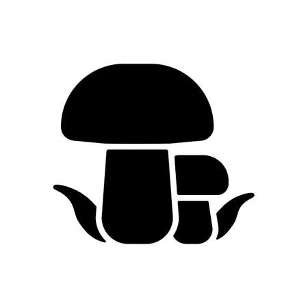 Forest mushrooms with a green grass vector glyph icon. Camping and Hiking sign. Graph symbol for travel and tourism web site and apps design, logo, app, UIのイラスト素材