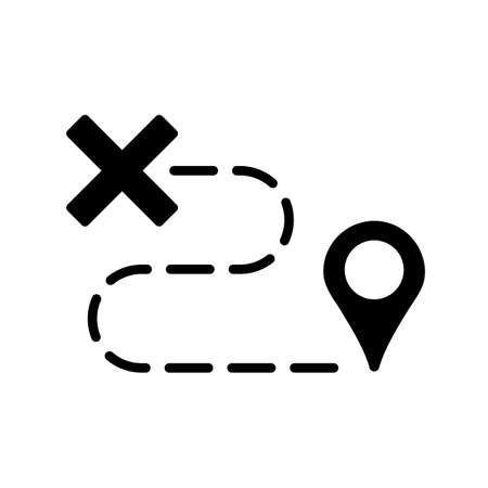 Route vector glyph icon. Navigation sign. Graph symbol for travel and tourism web site and apps design, logo, app, UIのイラスト素材