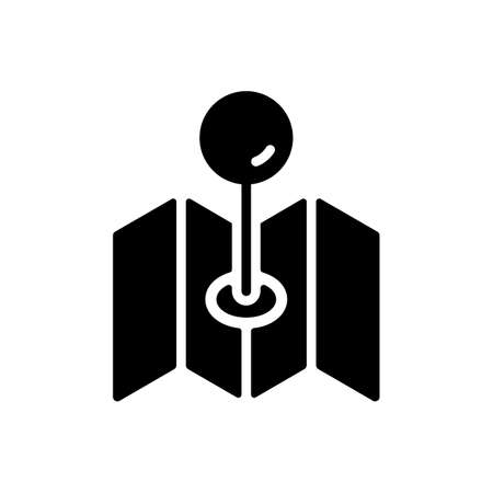 Map with pin, geo locate, pointer vector glyph icon. Navigation sign. Graph symbol for travel and tourism web site and apps design, logo, app, UIのイラスト素材