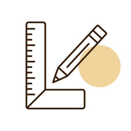 Carpenter square and pencil vector icon. Construction, repair and building. Graph symbol for your web site design, logo, app, UIのイラスト素材