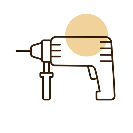 Electric hammer drill vector icon. Household electric instrument for boring wood and metal with screwdriver function. Perforator vector illustrationのイラスト素材