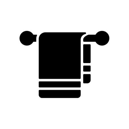 Towel in hook vector glyph icon. Hotel sign. Graph symbol for travel and tourism web site and apps design, logo, app, UIのイラスト素材