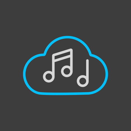 Music note cloud sound vector icon on dark background. Music sign. Graph symbol for music and sound...