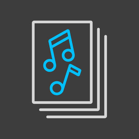 Music book with musical notes vector icon on dark background. Graph symbol for music and sound web site and apps design, logo, app, UIのイラスト素材
