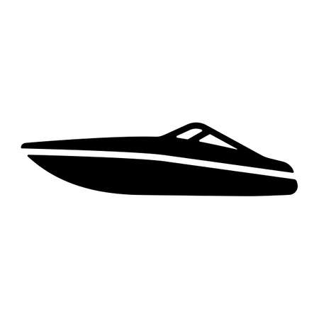 Speedboat flat vector glyph icon. Graph symbol for travel and tourism web site and apps design, logo, app, UIのイラスト素材