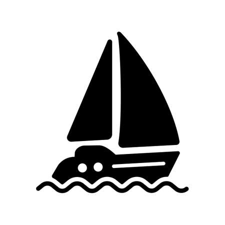 Sailing yacht flat vector glyph icon. Graph symbol for travel and tourism web site and apps design, logo, app, UIのイラスト素材