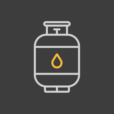 Propane gas cylinder vector icon on dark background. Barbecue and bbq grill sign. Graph symbol for cooking web site and apps design, logo, app, UIのイラスト素材