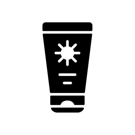 Sunscreen cream in tube flat vector glyph icon. Summer sign. Graph symbol for travel and tourism web site and apps design, logo, app, UIのイラスト素材