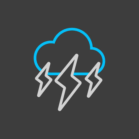Storm cloud vector icon on dark background. Rainstorm symbol. Meteorology sign. Graph symbol for travel, tourism and weather web site and apps, UIのイラスト素材