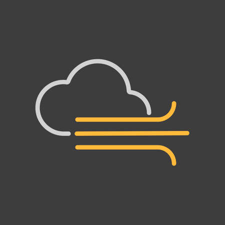 Cloudy and wind vector icon on dark background. Meteorology sign. Graph symbol for travel, tourism and weather web site and apps design, logo, app, UIのイラスト素材