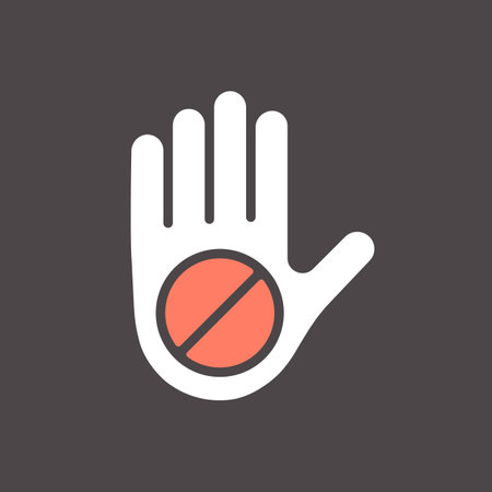 Hand stop or forbidden vector glyph icon. Demonstration, protest, strike, revolution. Graph symbol for your web site design, logo, app, UIのイラスト素材