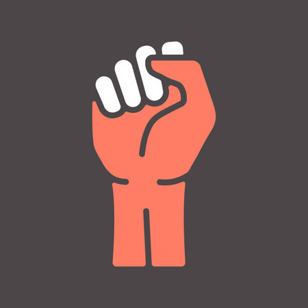 Fist raised up vector glyph icon. Demonstration, manifestation, protest, strike, revolution