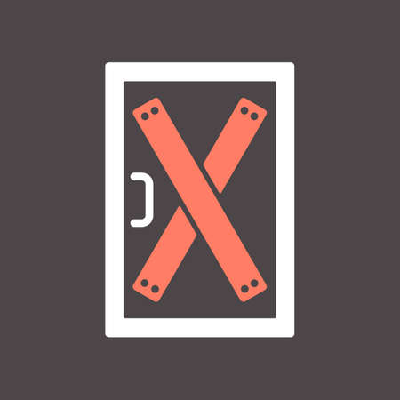 Boarded up door vector glyph icon, installing boards on the door to prevent unauthorized access, or abandoned. Demonstration, protest, strike, revolutionのイラスト素材
