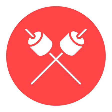 Marshmallow on wooden stick vector white glyph icon. Camping and Hiking sign. Graph symbol for travel and tourism web site and apps design, logo, app, UIのイラスト素材